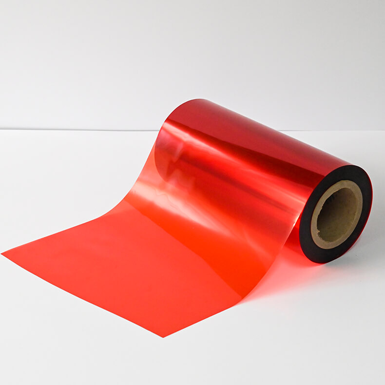 thermisch lamineren pet film/gemetalliseerde pet twist film/rood gemetalliseerde pet film polyester voedsel film voor plakband, tag, label